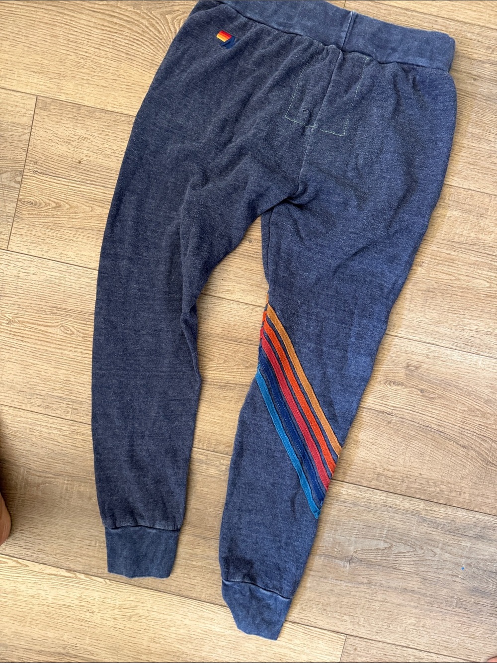 Aviator Nation Navy Jogger Pants with Rainbow Stripe Details Size M - Picture 6 of 7